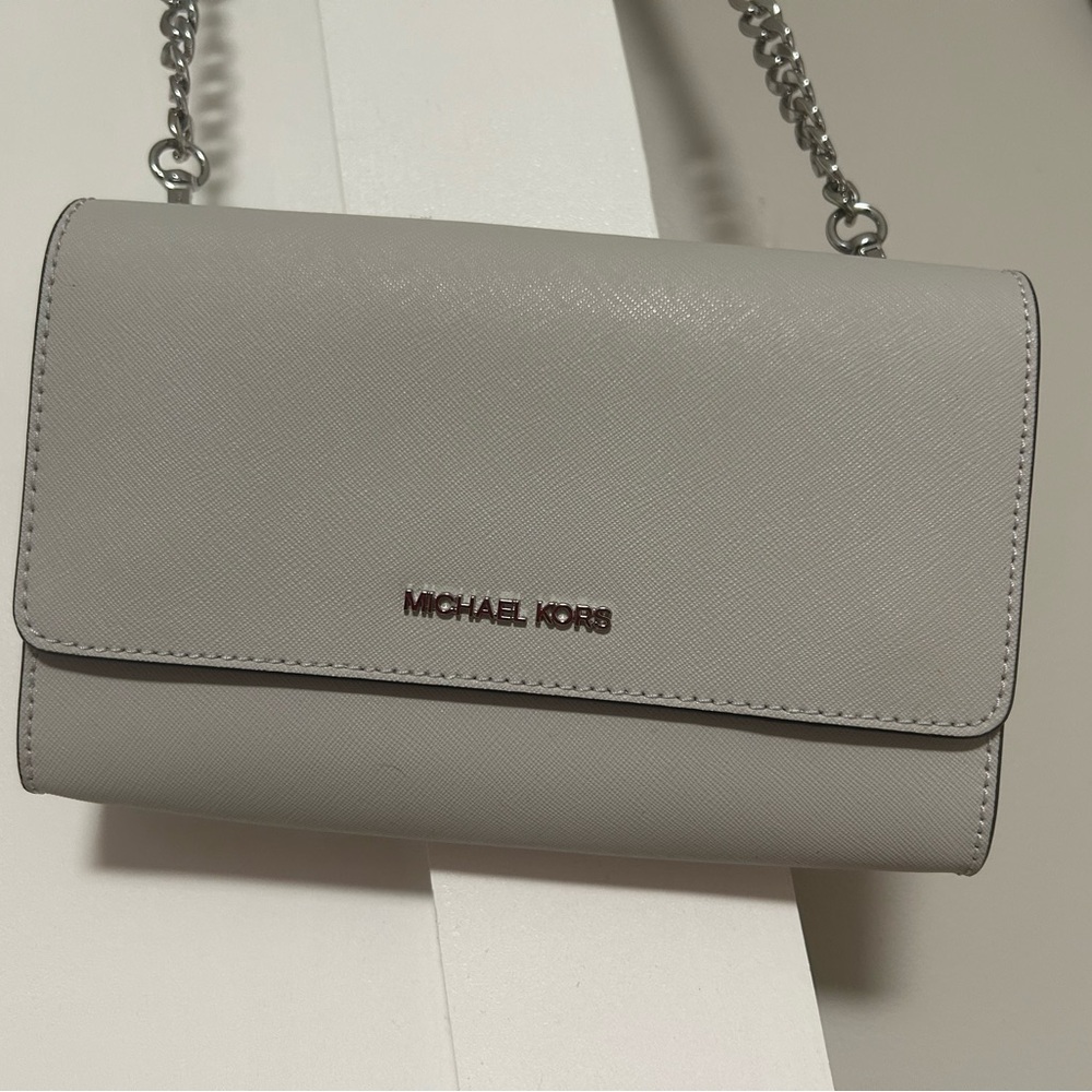 Michael Kors Gray Clutch with Chain Strap